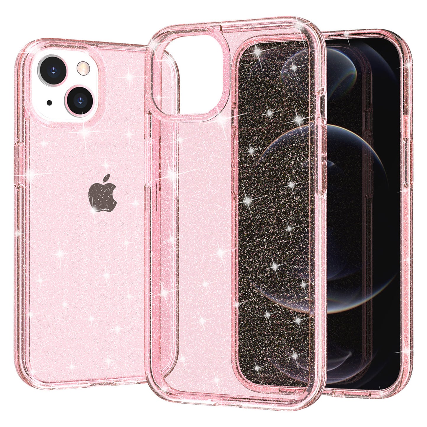 For iPhone 15 Plus Sparkly Glitter Protective Case Shockproof Hard PC + Soft TPU Phone Cover