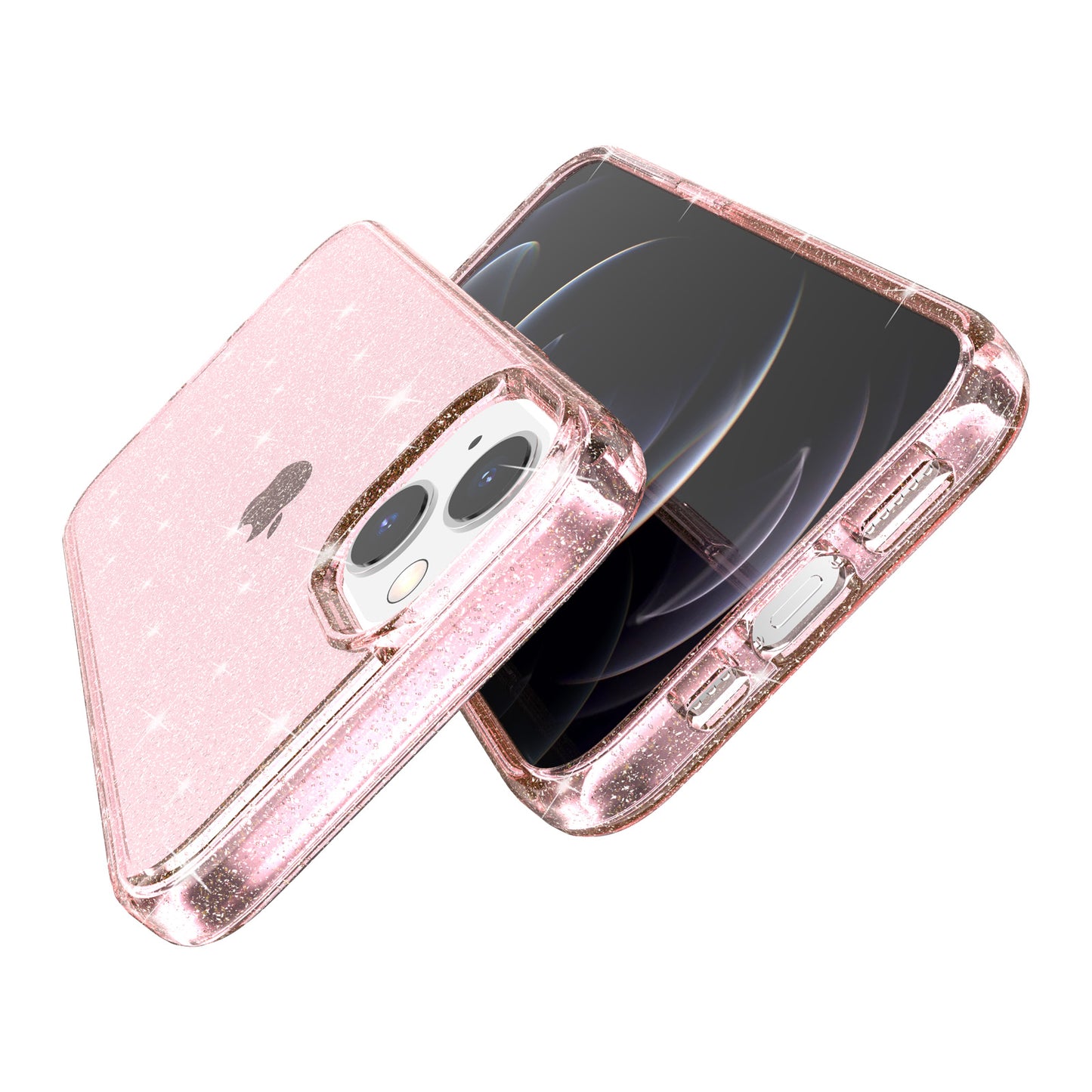 For iPhone 15 Plus Sparkly Glitter Protective Case Shockproof Hard PC + Soft TPU Phone Cover