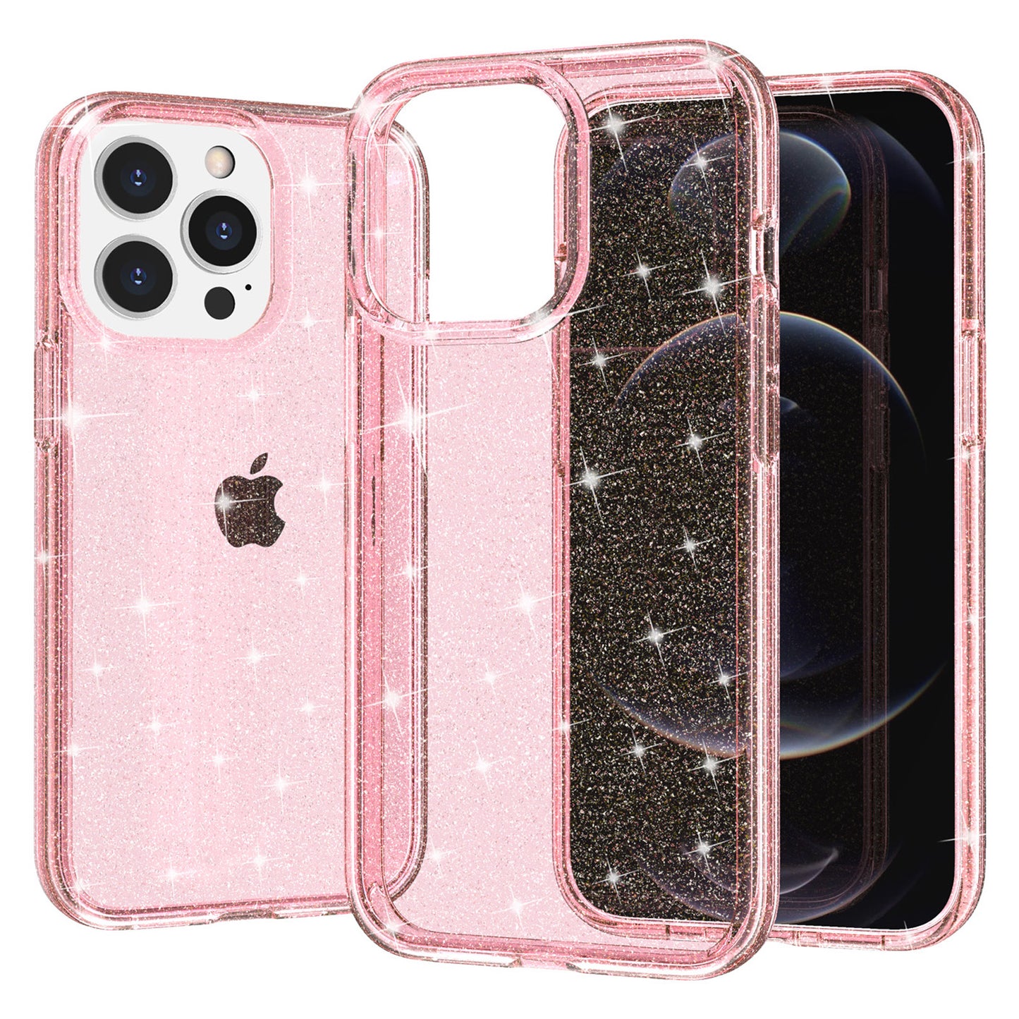 For iPhone 15 Pro Max Sparkly Glitter Protective Case Hard PC + Soft TPU Anti-scratch Phone Cover