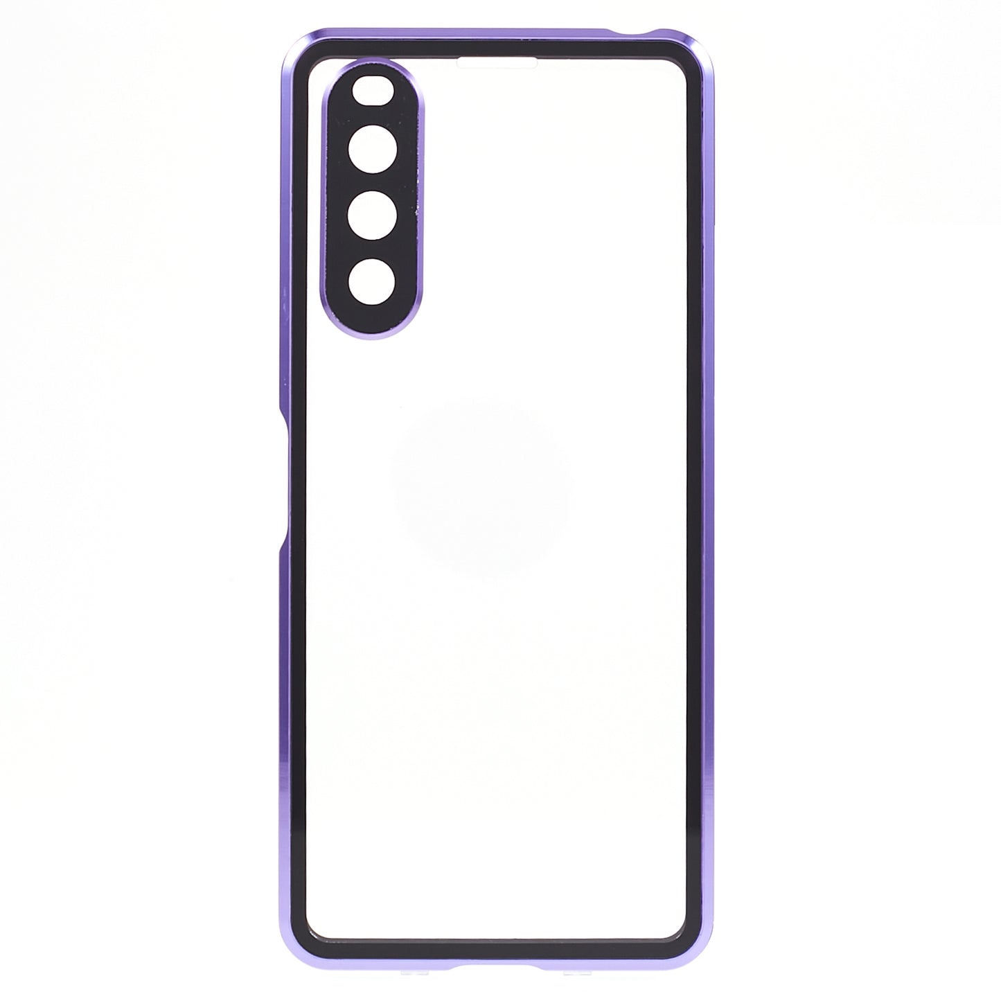 For Sony Xperia 10 V Magnetic Adsorption Case Metal Frame + Tempered Glass + PC Back Clear Phone Cover