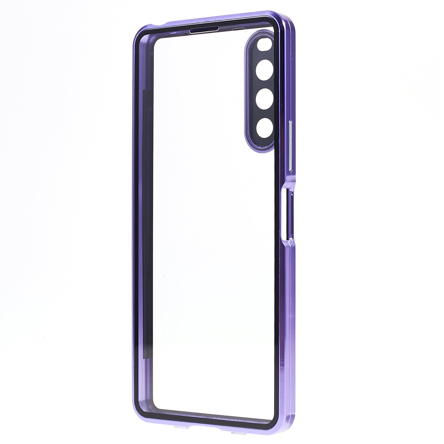 For Sony Xperia 10 V Magnetic Adsorption Case Metal Frame + Tempered Glass + PC Back Clear Phone Cover