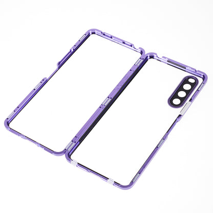 For Sony Xperia 10 V Magnetic Adsorption Case Metal Frame + Tempered Glass + PC Back Clear Phone Cover