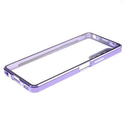 For Sony Xperia 10 V Magnetic Adsorption Case Metal Frame + Tempered Glass + PC Back Clear Phone Cover