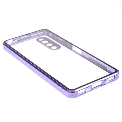 For Sony Xperia 10 V Magnetic Adsorption Case Metal Frame + Tempered Glass + PC Back Clear Phone Cover