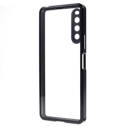 For Sony Xperia 10 V Magnetic Adsorption Case Metal Frame + Tempered Glass + PC Back Clear Phone Cover