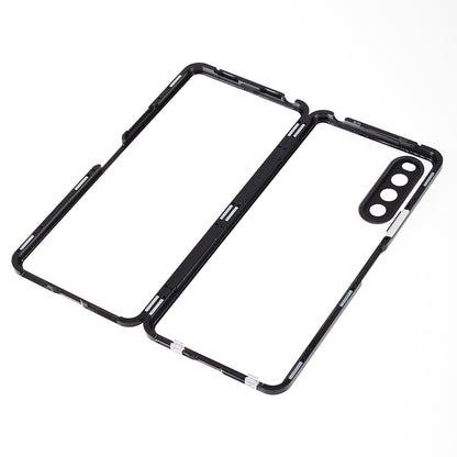 For Sony Xperia 10 V Magnetic Adsorption Case Metal Frame + Tempered Glass + PC Back Clear Phone Cover