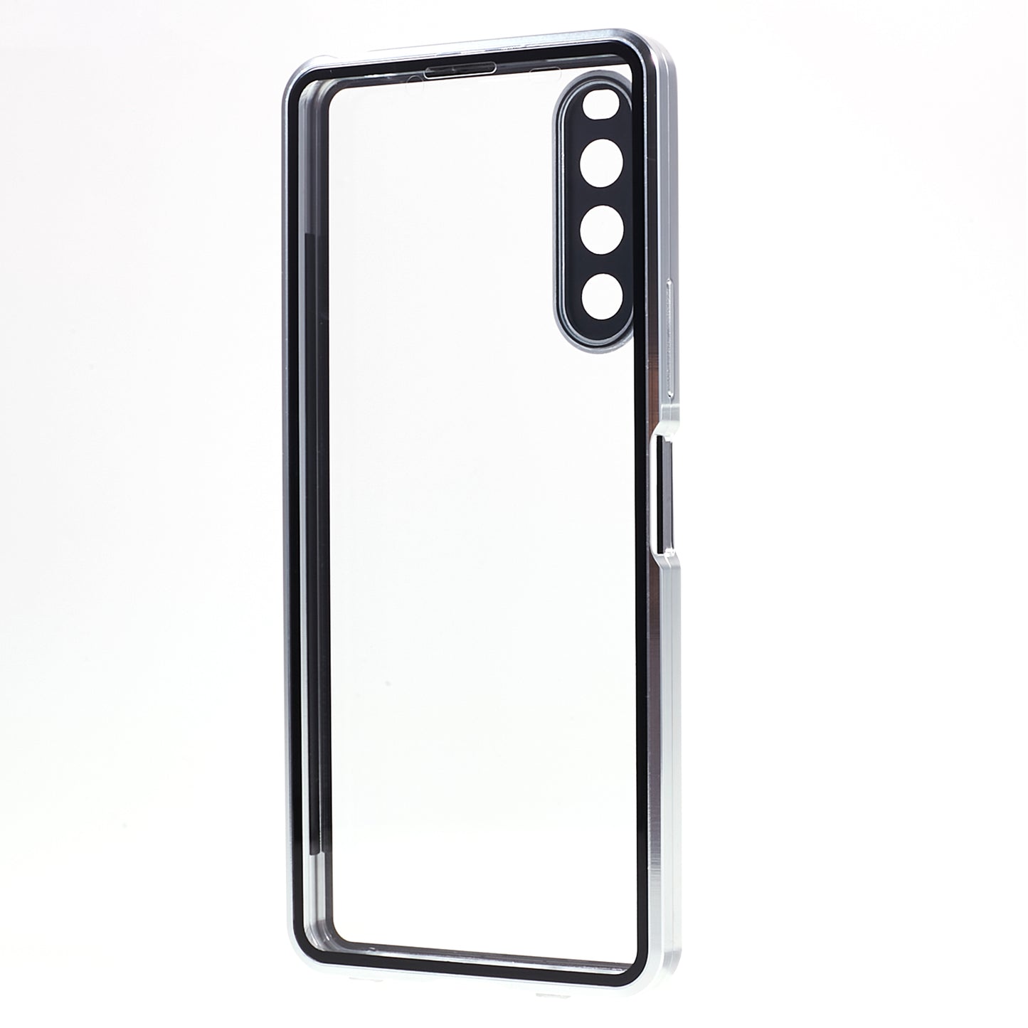 For Sony Xperia 10 V Magnetic Adsorption Case Metal Frame + Tempered Glass + PC Back Clear Phone Cover