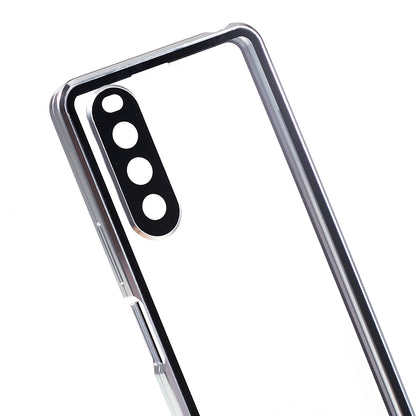 For Sony Xperia 10 V Magnetic Adsorption Case Metal Frame + Tempered Glass + PC Back Clear Phone Cover