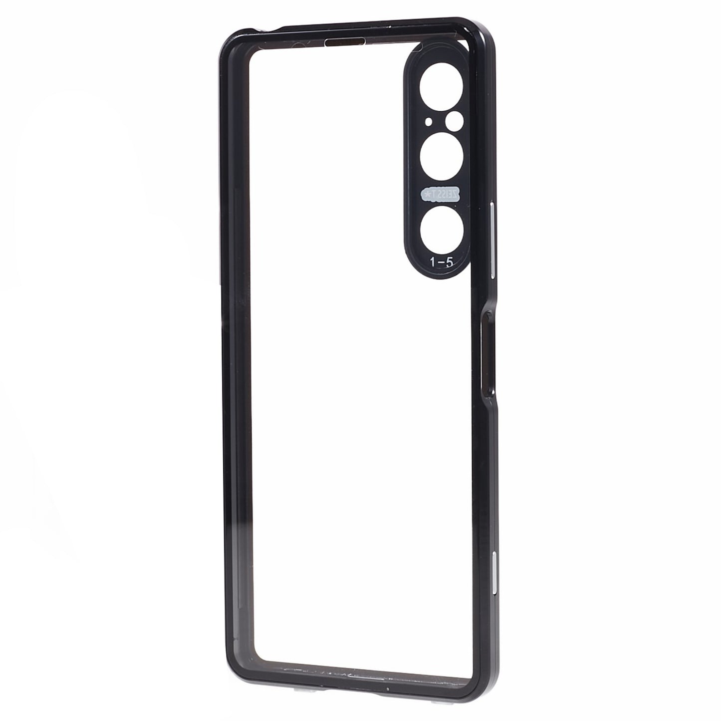 For Sony Xperia 1 V Magnetic Adsorption Case Metal Frame + Tempered Glass + PC Back Clear Phone Cover