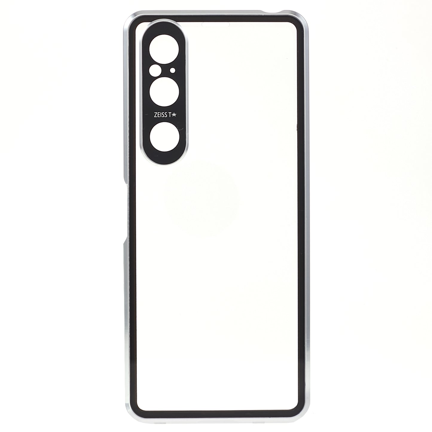 For Sony Xperia 1 V Magnetic Adsorption Case Metal Frame + Tempered Glass + PC Back Clear Phone Cover