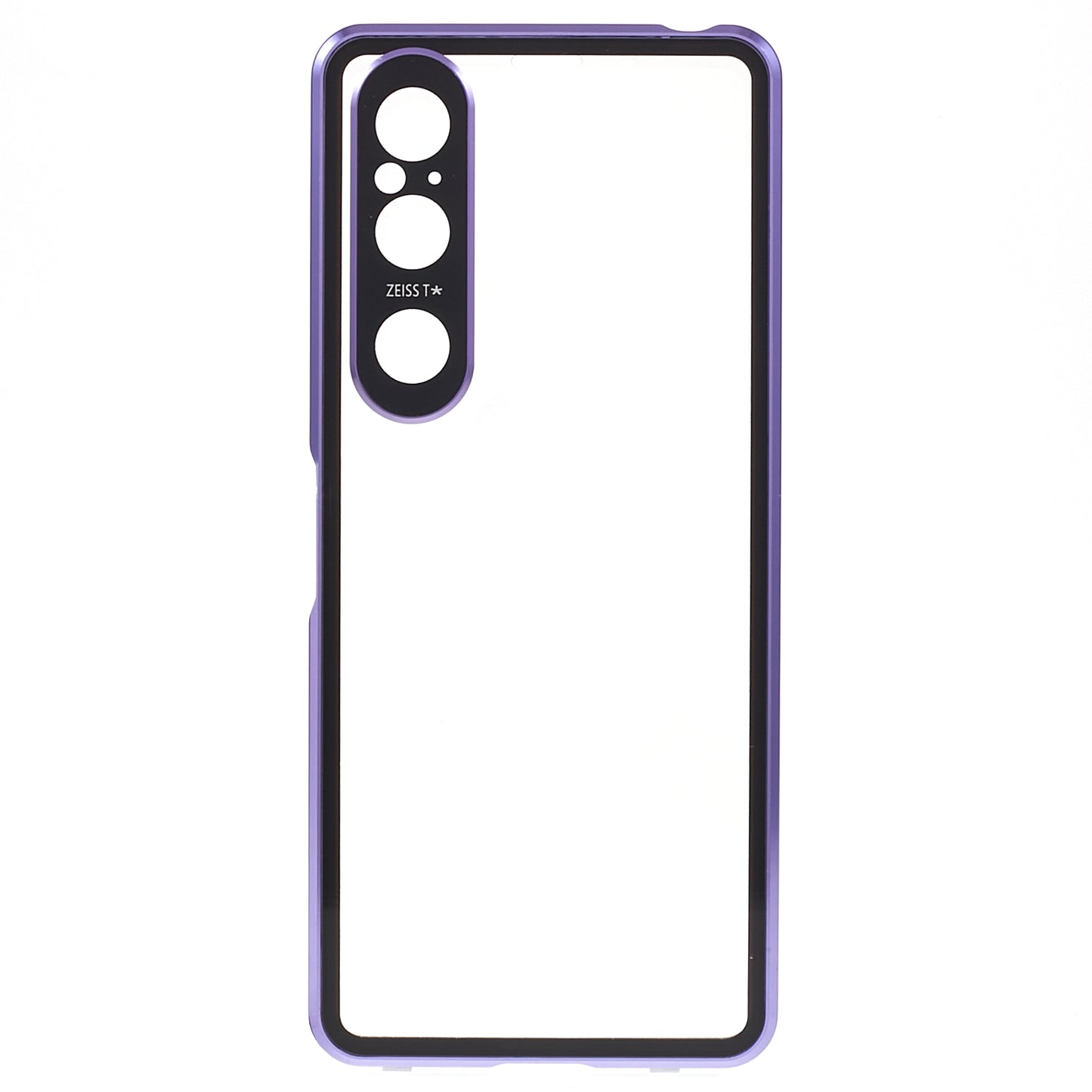 For Sony Xperia 1 V Magnetic Adsorption Case Metal Frame + Tempered Glass + PC Back Clear Phone Cover