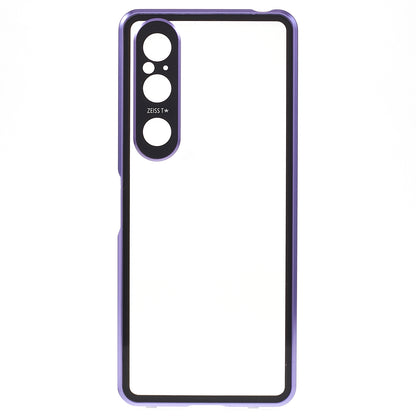 For Sony Xperia 1 V Magnetic Adsorption Case Metal Frame + Tempered Glass + PC Back Clear Phone Cover