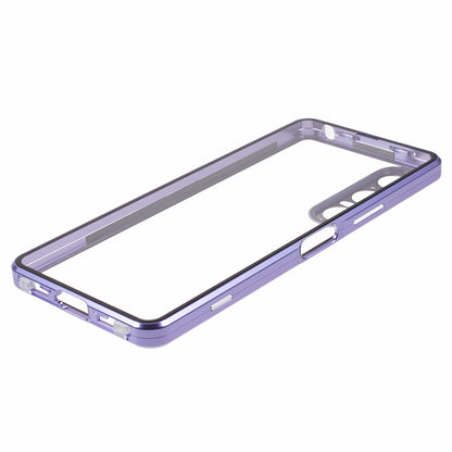 For Sony Xperia 1 V Magnetic Adsorption Case Metal Frame + Tempered Glass + PC Back Clear Phone Cover