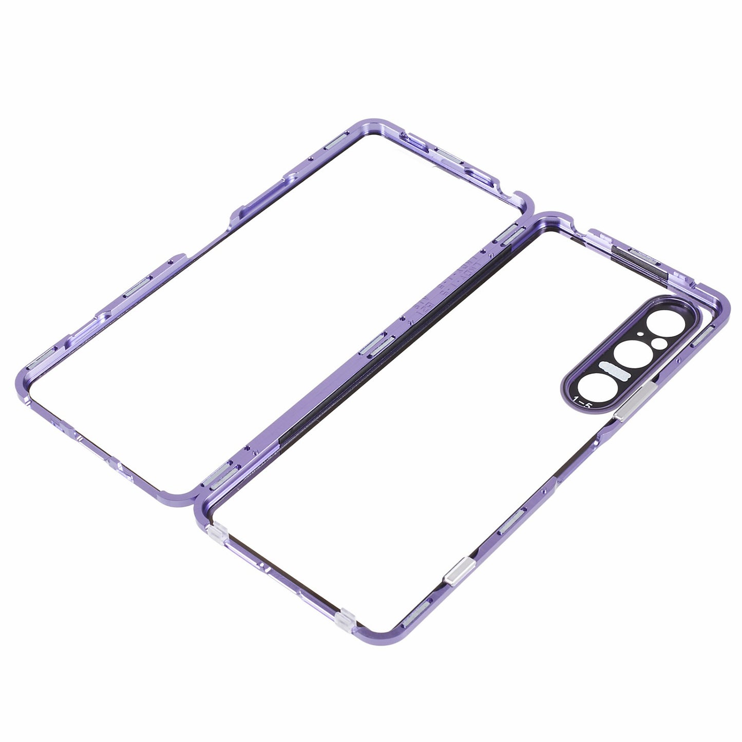 For Sony Xperia 1 V Magnetic Adsorption Case Metal Frame + Tempered Glass + PC Back Clear Phone Cover