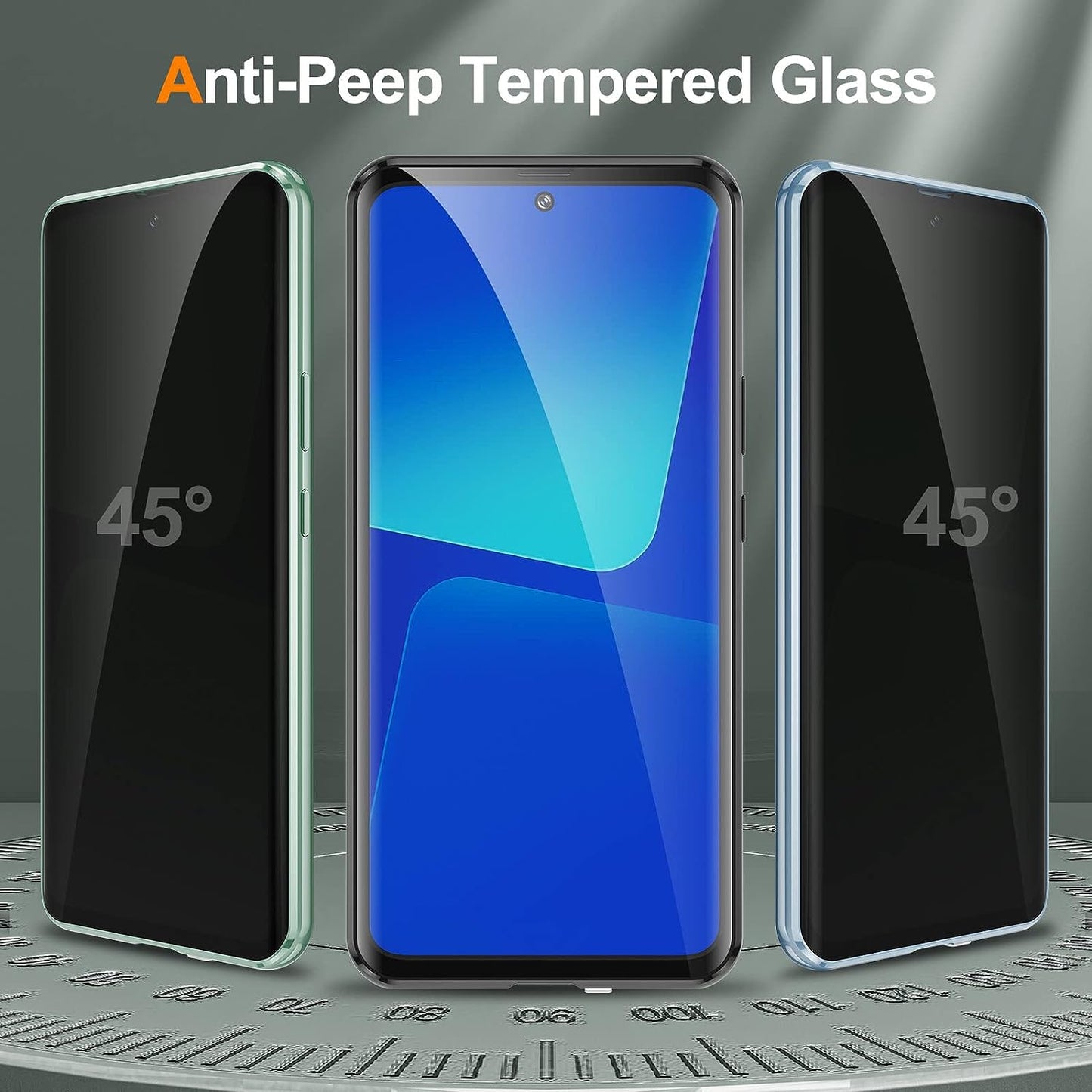 For Xiaomi 13 Pro Magnetic Adsorption Phone Case Double Sides Tempered Glass Metal Frame Anti-peep Phone Cover