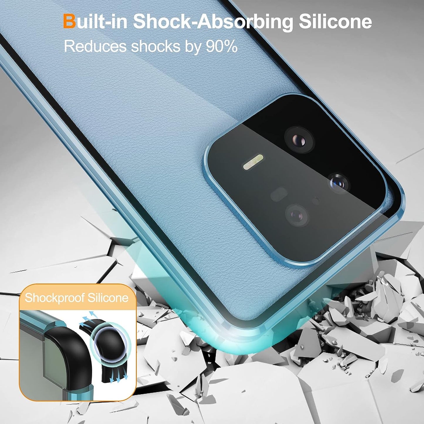 For Xiaomi 13 Pro Magnetic Adsorption Phone Case Double Sides Tempered Glass Metal Frame Anti-peep Phone Cover