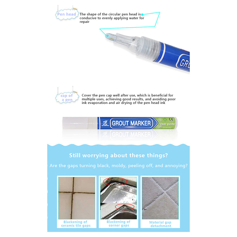 TIANYI Tile Marker Grout Pen Wall Seam Pen for Tiles Floor Bathroom Decontamination Seam Repair Tool