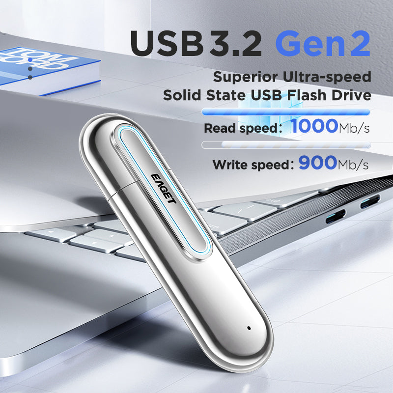 EAGET SU90 2TB USB 3.2 Memory Stick Plug and Play Zinc Alloy Solid State Flash Drive