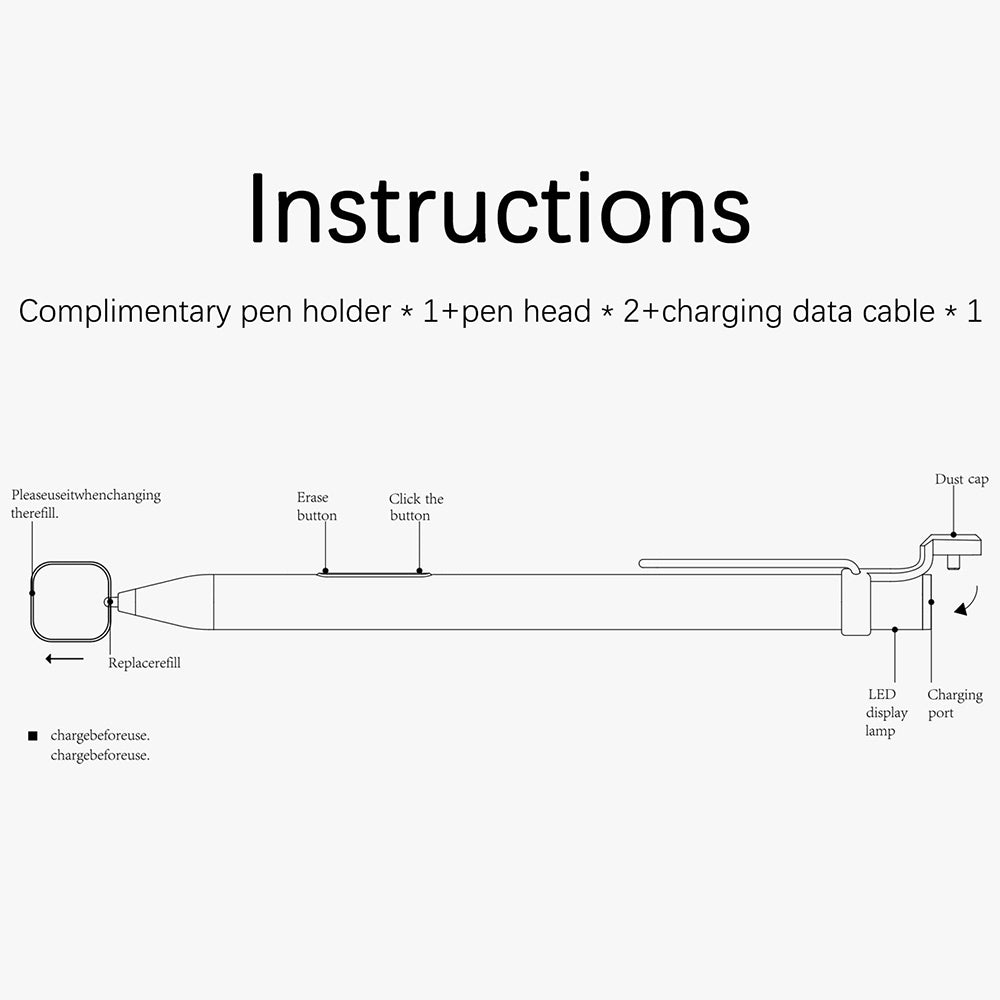 Universal Laptop Stylus Pen Rechargeable 1024 Pressure Sensing Levels Palm Rejection Capacitive Pen