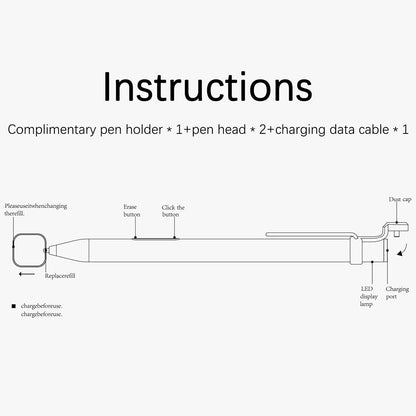 Universal Laptop Stylus Pen Rechargeable 1024 Pressure Sensing Levels Palm Rejection Capacitive Pen