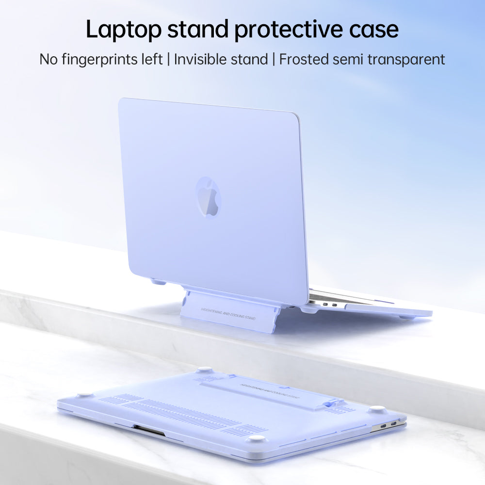 For MacBook Pro 14 inch (2021) A2442 / A2779 Matte PC Case Anti-Scratch Protective Laptop Cover with Kickstand