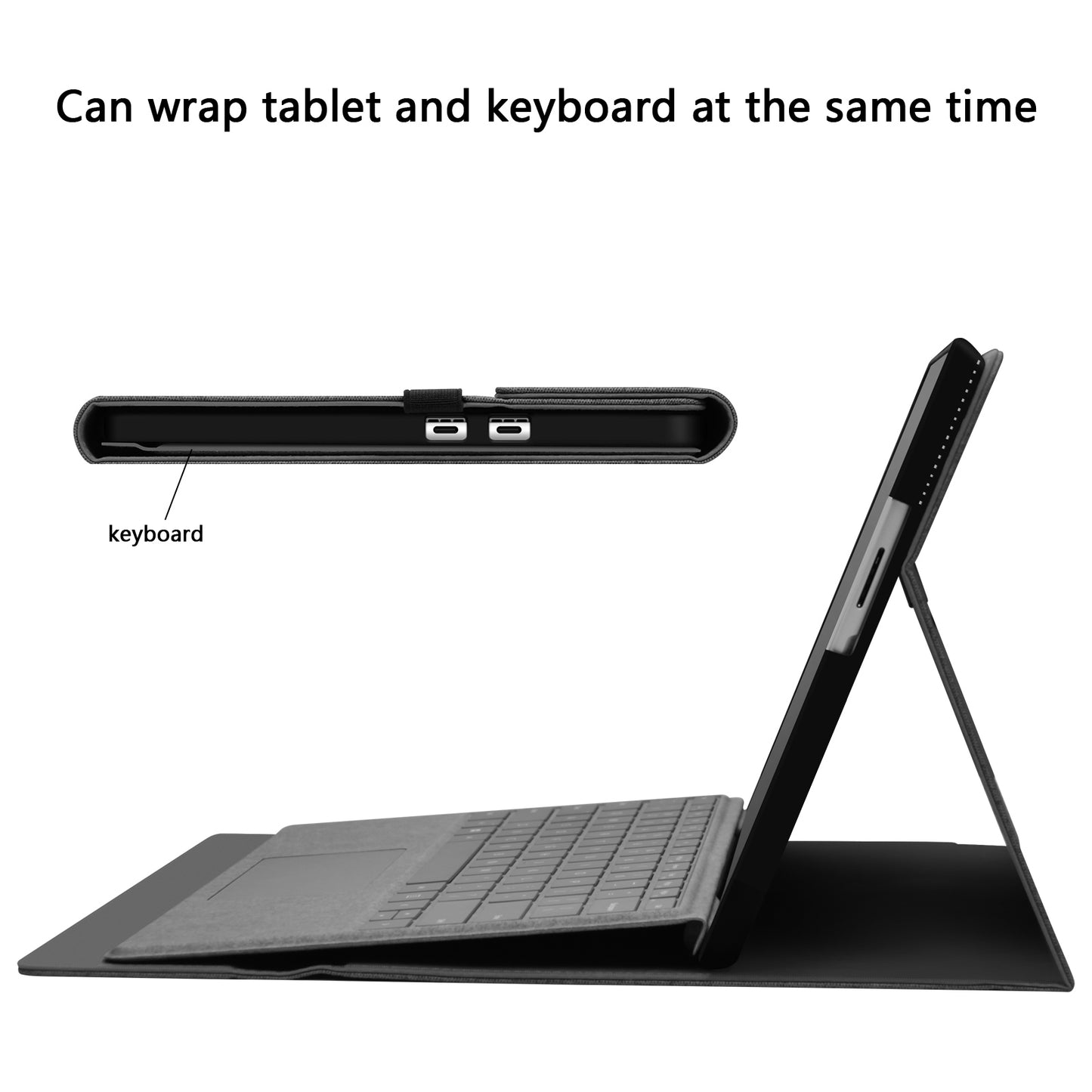 For Microsoft Surface Pro 9 Microfiber Leather Tablet Case Flip Stand Protective Cover with Pen Holder