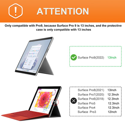 For Microsoft Surface Pro 9 Microfiber Leather Tablet Case Flip Stand Protective Cover with Pen Holder