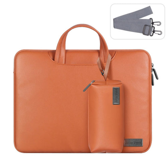 15'' Tablet Sleeve Handbag Shoulder Bag PU Leather Waterproof Computer Cover with Accessories Bag