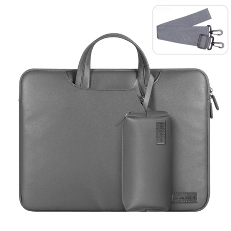 13'' Protective Laptop Carrying Case Shoulder Bag Waterproof PU Leather Computer Cover Sleeve with Accessories Bag