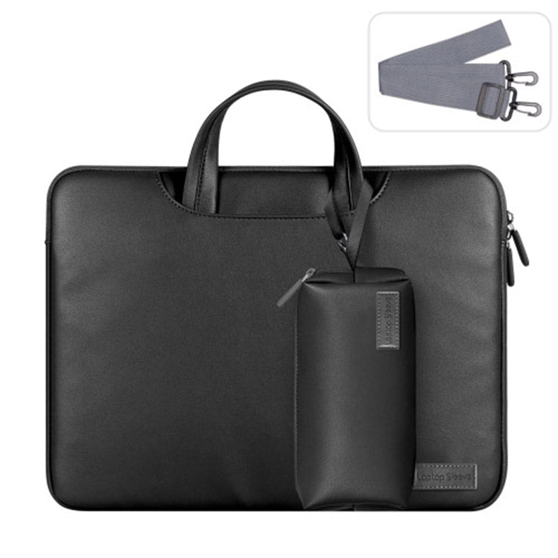 13'' Protective Laptop Carrying Case Shoulder Bag Waterproof PU Leather Computer Cover Sleeve with Accessories Bag