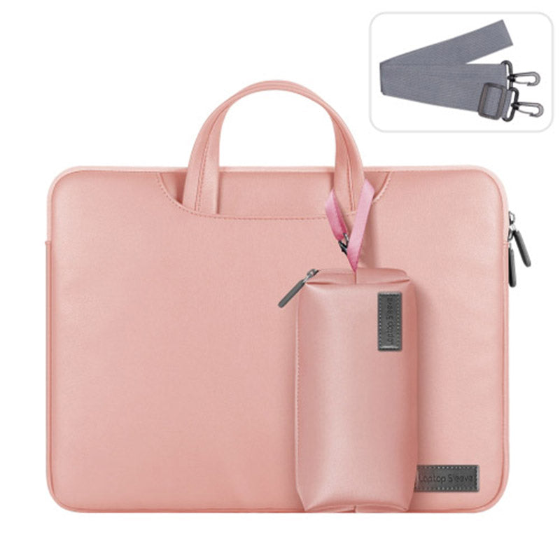 13'' Protective Laptop Carrying Case Shoulder Bag Waterproof PU Leather Computer Cover Sleeve with Accessories Bag