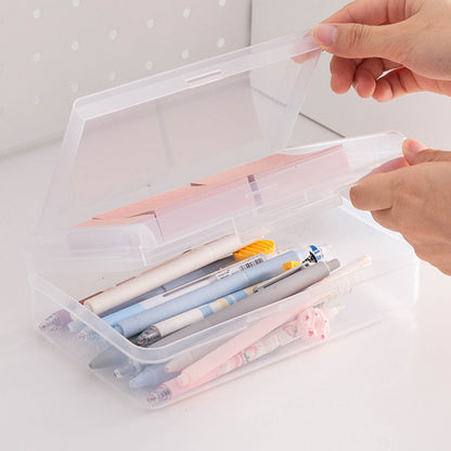 ZANYANG 1249 Transparent Double Layer Large Pencil Case PP Stationery Organizer Box School Supply