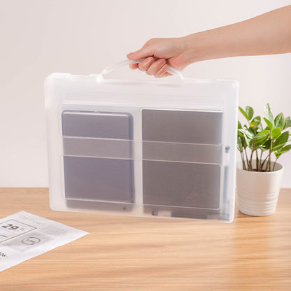 ZANYANG 1149 Transparent A4 File Box Portable Paper Document Case Organizer with Handle