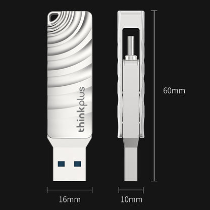 LENOVO THINKPLUS MU232 32GB USB+Type-C Data Storage Thumb Stick Rotating Design High-speed USB 3.2 Flash Drive