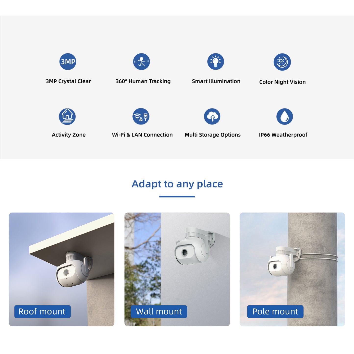 XIAOMI YOUPIN EC5 Outdoor Waterproof 3MP Security Camera PTZ WiFi LAN Connection Camera for Home Security