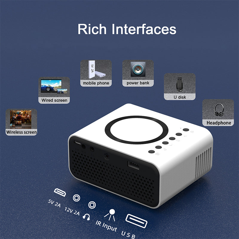 YT300 Mini Projector LED Smart TV Portable Home Theater Rich Interface Low Noise Internal Speaker