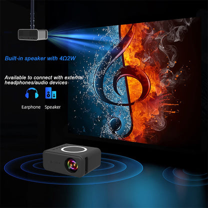 YT300 Mini Projector LED Smart TV Portable Home Theater Rich Interface Low Noise Internal Speaker