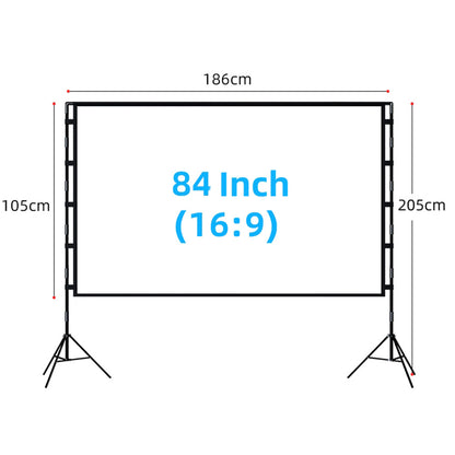 16:9 84-inch Folded HD Projector Screen Outdoor High Resolution Projection Screen Cloth with Portable Bracket