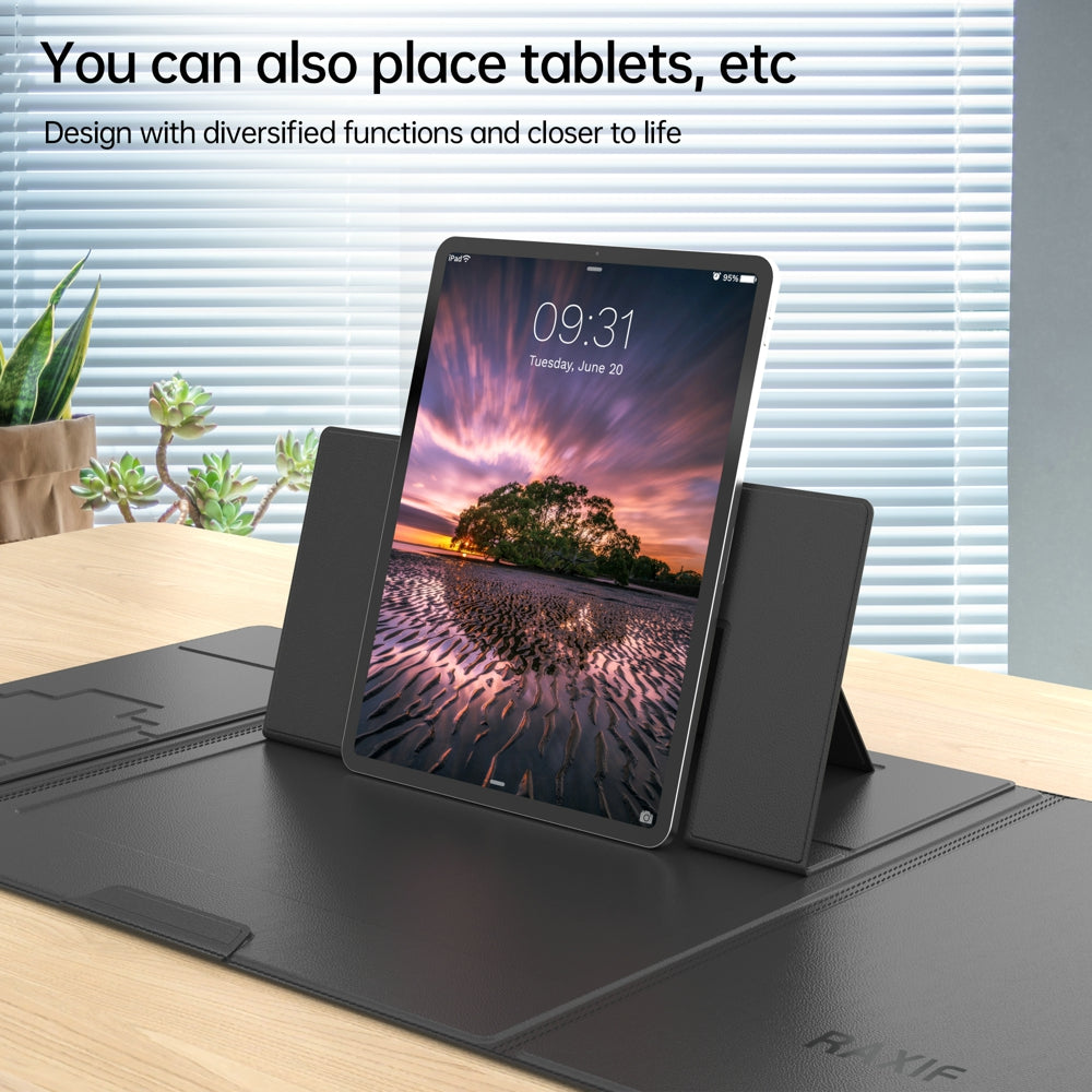 Multifunction Desk Mat PU Leather Laptop Riser Phone Book Holder Stand Waterproof Table Placemat Mouse Pad