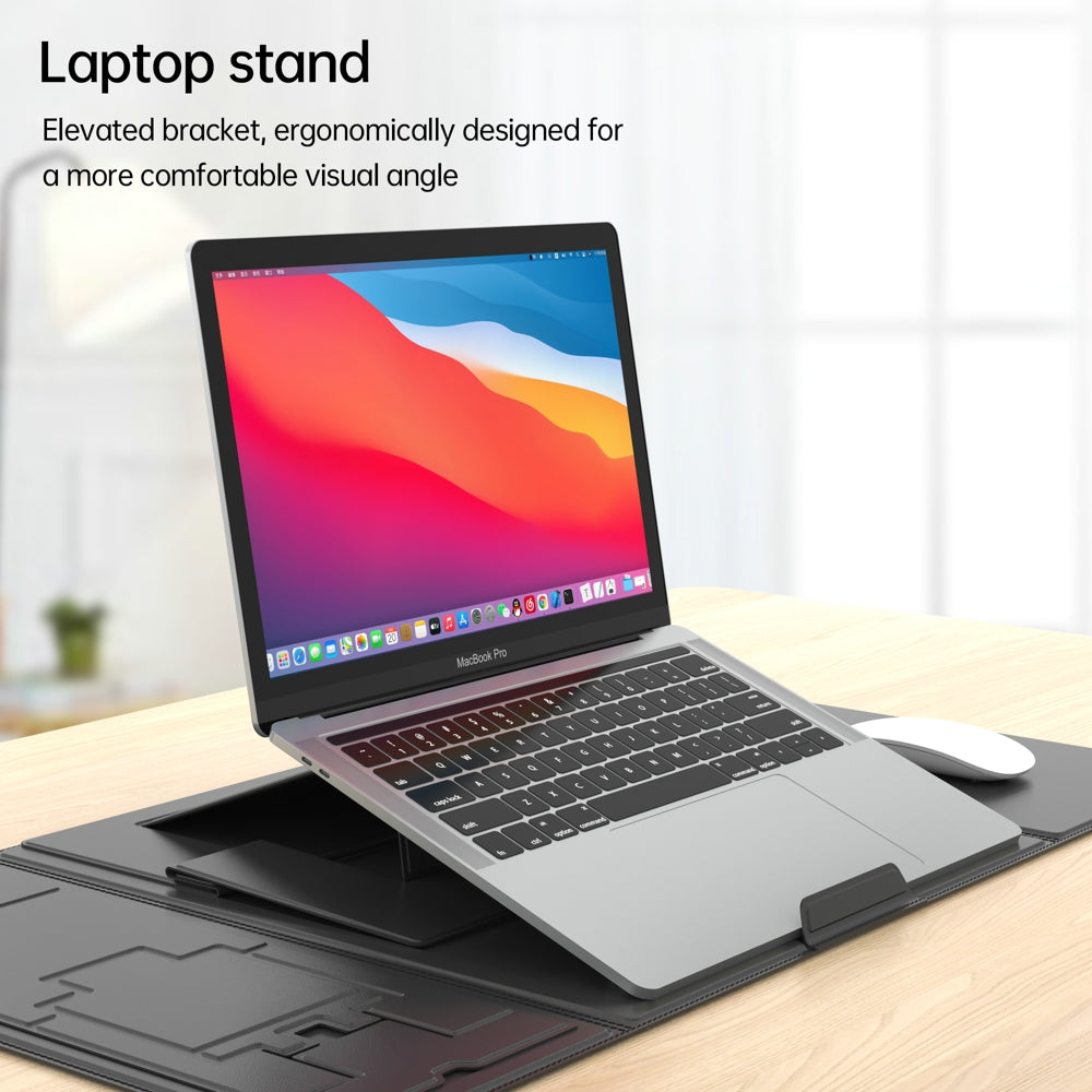 Multifunction Desk Mat PU Leather Laptop Riser Phone Book Holder Stand Waterproof Table Placemat Mouse Pad