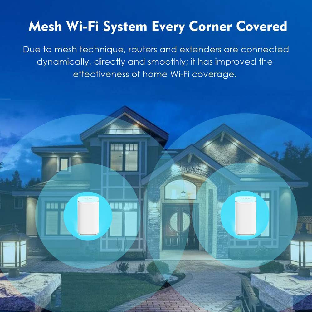 WAVLINK WS-WN551K2-C 2pcs Tri-Band Mesh Wireless Router AC3000 WiFi Wireless Repeater Built-in Antenna