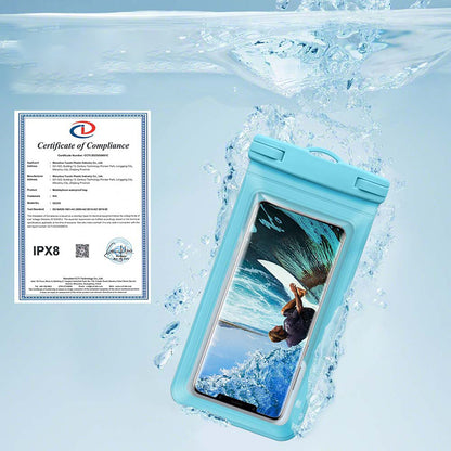 Waterproof Pouch Bag for 7.5 Cellphone IPX8 Floating PVC Clear Phone Dry Case with Card Holder