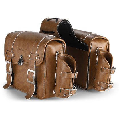 WEST BIKING YP0707328 Retro PU Leather Motorbike Two Side Saddle Bag Motorcycle Pannier Storage Bag