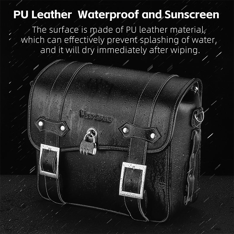 WEST BIKING YP0707328 Retro PU Leather Motorbike Two Side Saddle Bag Motorcycle Pannier Storage Bag