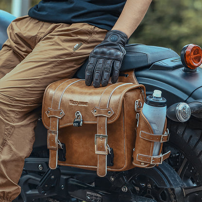 WEST BIKING YP0707328 Retro PU Leather Motorbike Two Side Saddle Bag Motorcycle Pannier Storage Bag