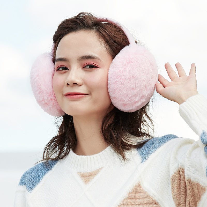 DEZ22 Ear Muffs Soft Plush+PP Cotton+Flexible Headband Ear Warmer Winter Outdoor Earmuff for Students Girls