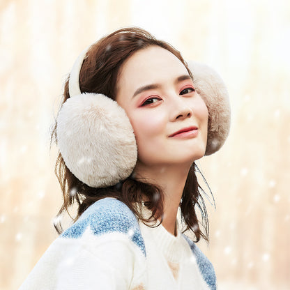 DEZ22 Ear Muffs Soft Plush+PP Cotton+Flexible Headband Ear Warmer Winter Outdoor Earmuff for Students Girls