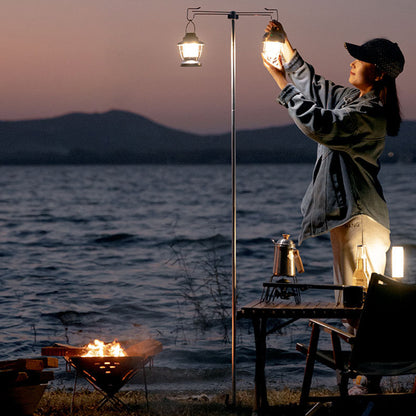 SHINETRIP A317 Portable Folding Aluminum Alloy Camping Lamp Hanging Pole Dual Head Lantern Holder