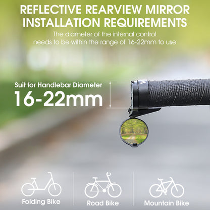 WEST BIKING YP0720044 Bicycle Rearview Mirror Adjustable Bike Handlebar Convex View Mirror