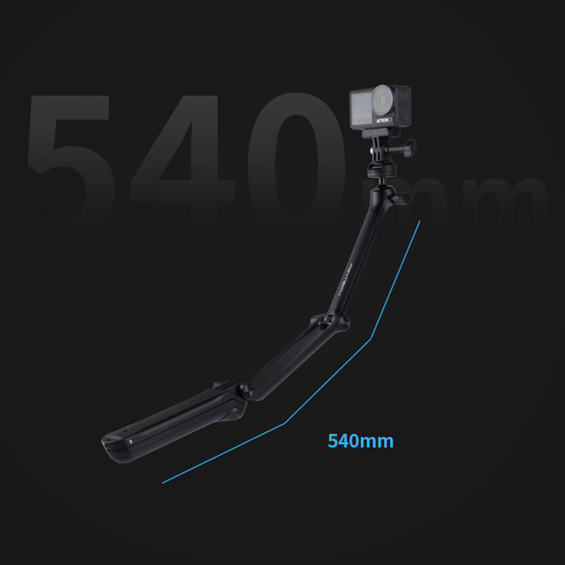 PGYTECH P-GM-158 3-Folding Tripod Stand Multi-Functional Selfie Stick Phone Holder Magic Arm for GoPro / Insta360 / DJI Action Camera